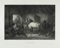 KG 08219
<br/>
Voor den arbeid (paarden in een stal)
<br/>
<em>Steelink, Willem (sr.) (1826-1913)</em>